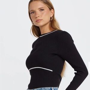 Apero breastfeeding/nursing sweater black with white detail - S